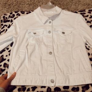 white blue jean jacket. never worn